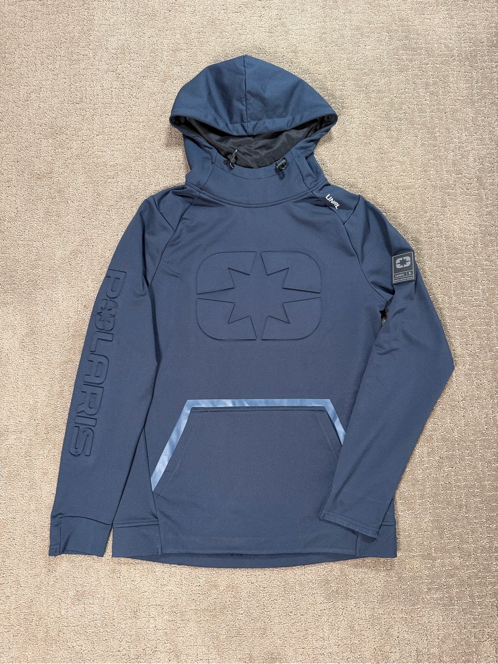 UNRL x Polaris Crossover II Hoodie Navy Blue Mens Small Embossed Logo